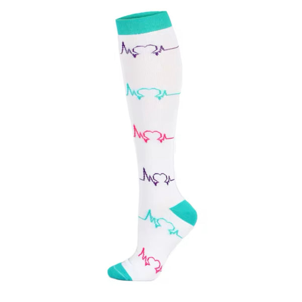 CALCETINES DE COMPRESIÓN - Corazón Celeste S/M